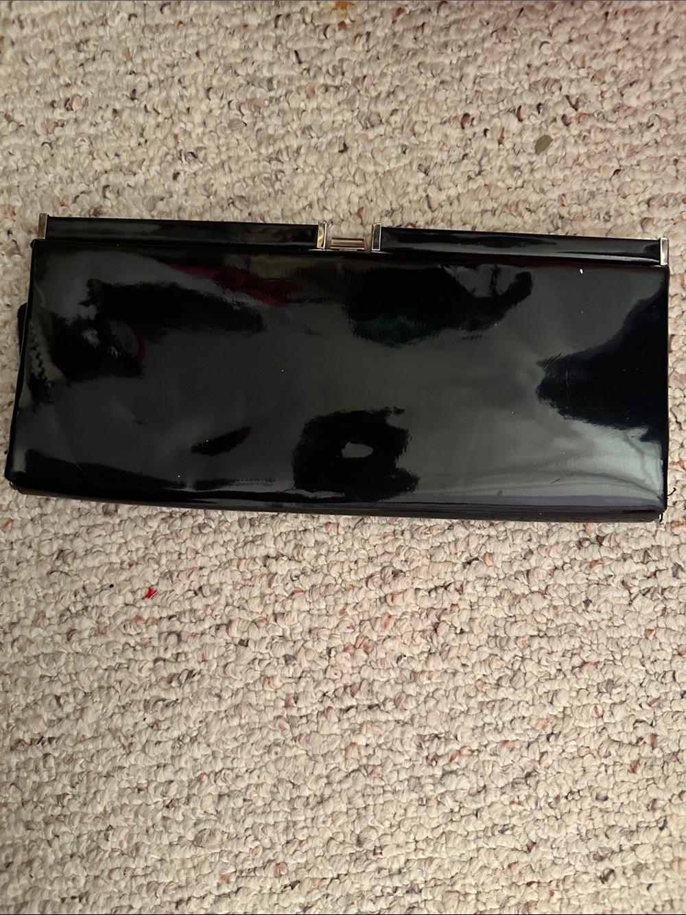 Sleek Black Patent Clutch